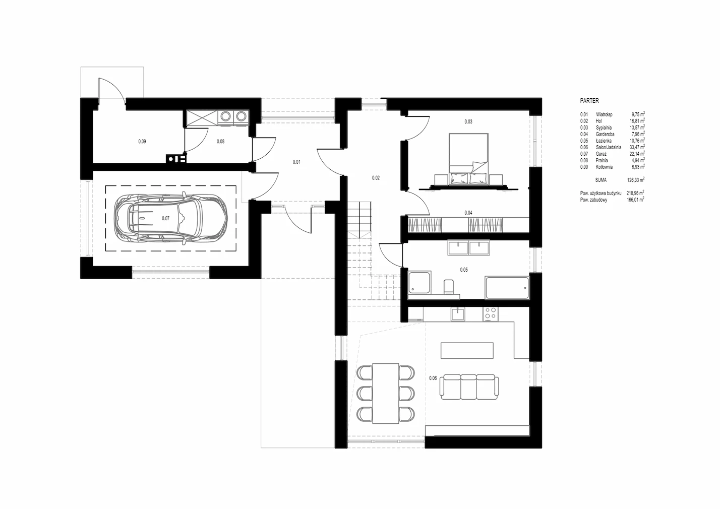 Rzut parteru w projekcie Prześwit